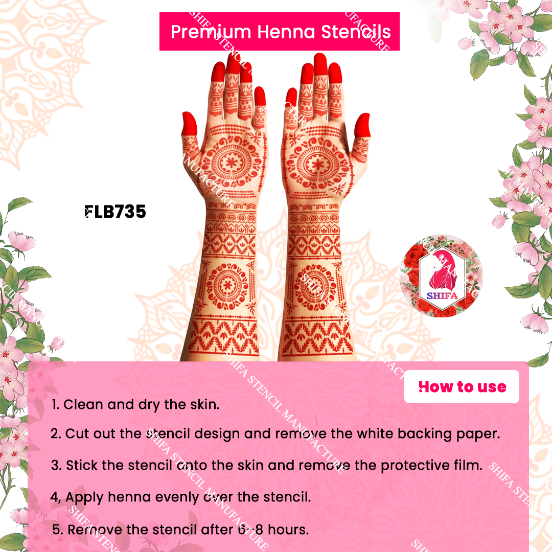 FLBS 794 Heritage Mandala Band Mehndi double hand Henna Stencil